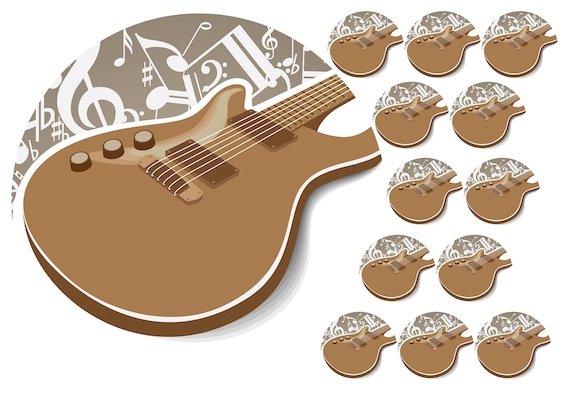 7.5 GUITAR EDIBLE ICING BIRTHDAY CAKE TOPPER