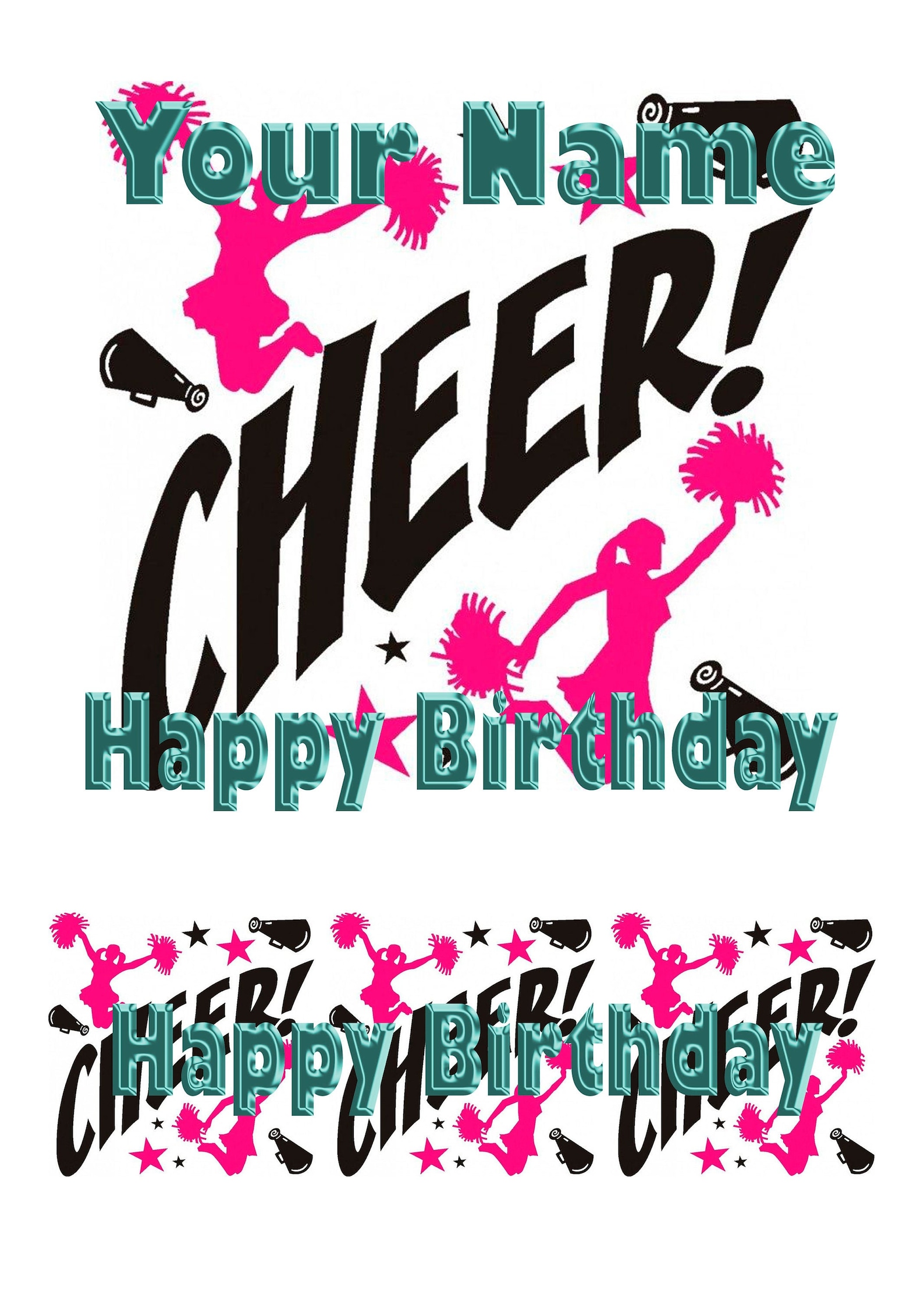 Cheerleader Cheer Birthday Personalised Edible Square Cake Etsy