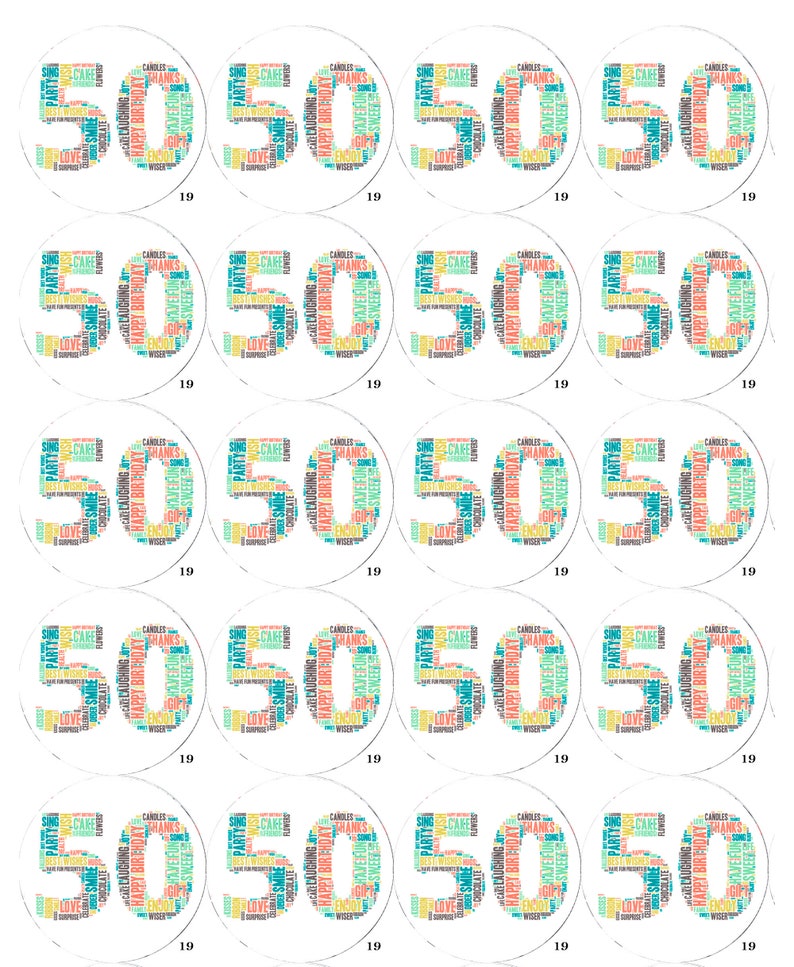 Rice wafer or Icing Sheet.815 50th Birthday Personalised x20 Cupcake toppers