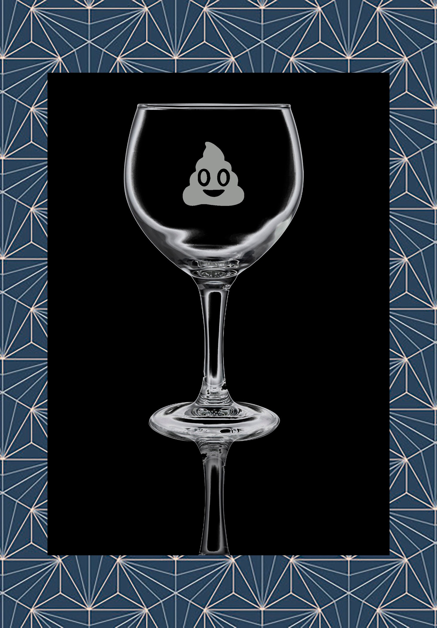 Poo Emoji engraved Balloon Gin glass. Beautiful etched glass. Etsy