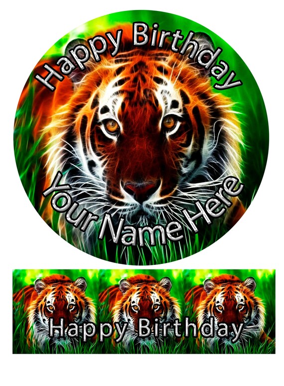 Personalised Edible Tiger Cake Topper Icing or Wafer Paper