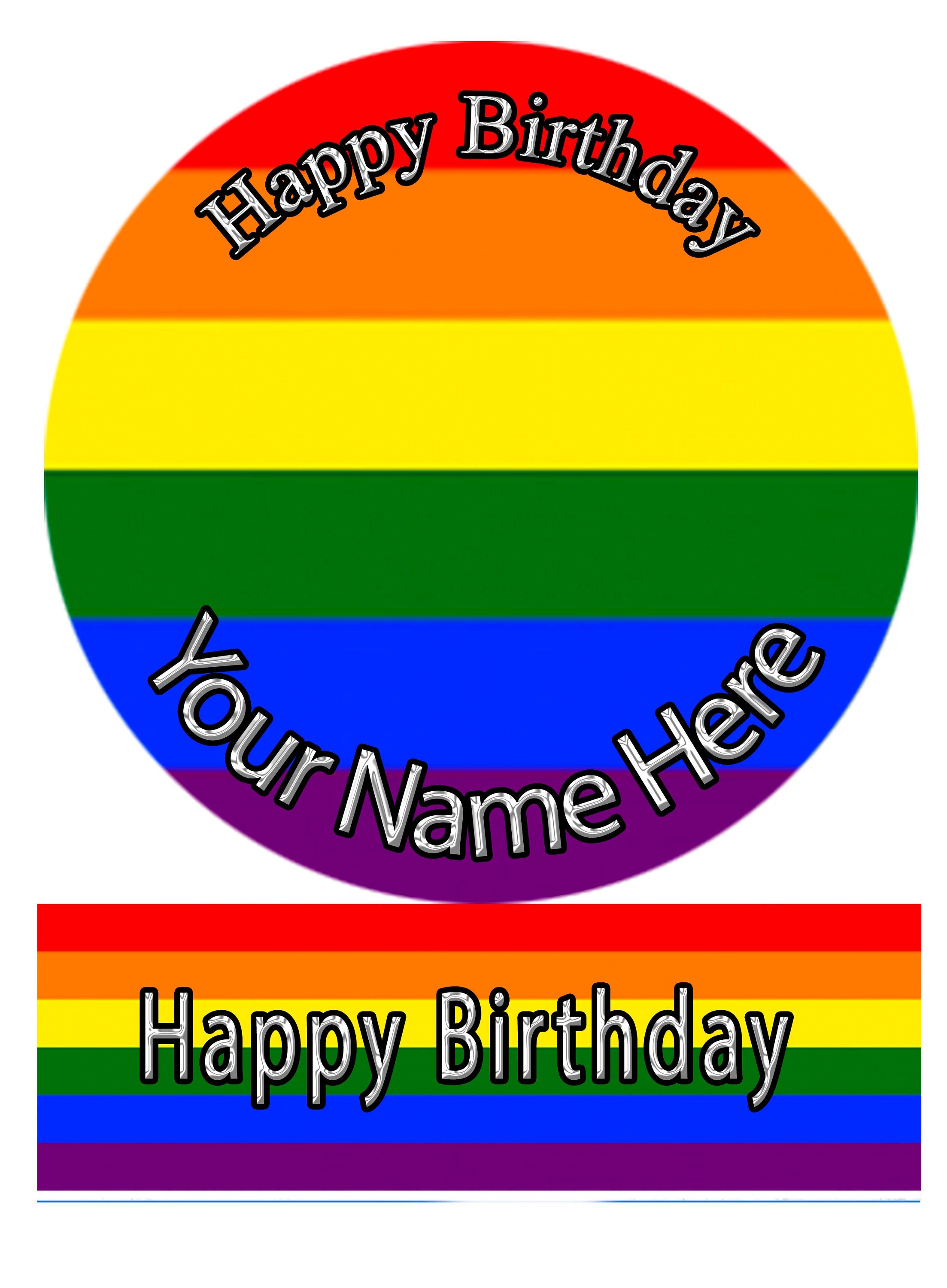 Gay Pride Flag Birthday Cake Topper Personalised Edible Round | Etsy