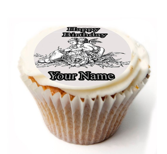 24 PERSONALISED 21st BIRTHDAY DESIGN 10 CUPCAKE TOPPER RICE,WAFER,ICING & PRECUT