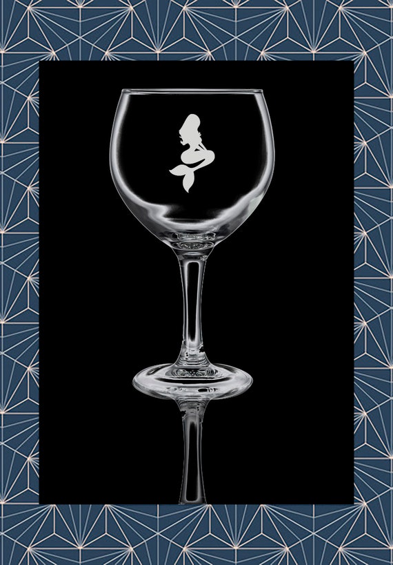Gin Glass Balloon Gin Glass Mermaid Hand Etched.06 Ideal Gift inc weddings 