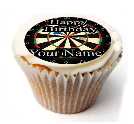 Darts Collection 24 x cupcake cake toppers choice of Wafer Paper or Icing 