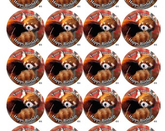 icing sheet.1167 Red Panda 7.5" Cake Topper 12 Cupcakes Toppers Birthday Wafer