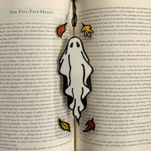 Handmade Ghost Bookmark with Black Tassel - Spooky Reader Accessory - Gift for Horror Book Lovers