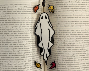 Handmade Ghost Bookmark with Black Tassel - Spooky Reader Accessory - Gift for Horror Book Lovers