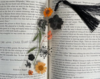 Laminated Pressed Flower Bookmark with Black Tassel
