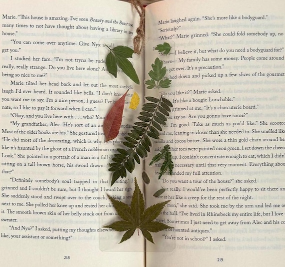 Pressed Plant Bookmark - Clear Laminated Cottagecore Page Marker - Forest Girl Style -  Nature Inspired Gift for Book Lovers