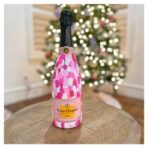 Painted Champagne Bottle (Pink Confetti-Style)