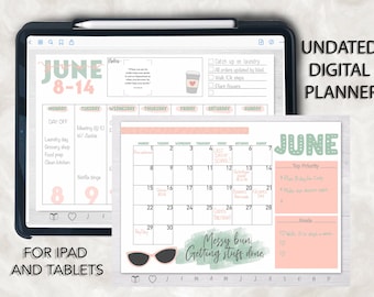 The Undated Digital Planner, Digital Journal, Planner Templates, iPad Planning, Monthly Weekly Daily, GoodNotes