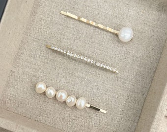 Pearl Hair Clips: Beaded Hair Barrette, Set of 3 - Etsy display picture 1