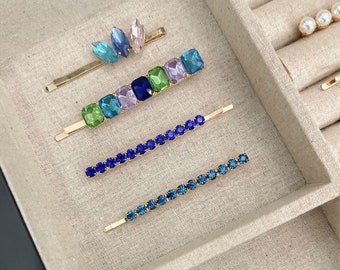 Pinza para el cabello de cristal, accesorios para el cabello con gemas, horquilla para el cabello de novia