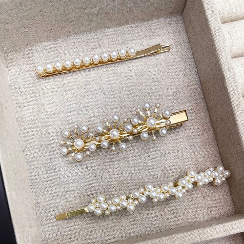 Hair Barrette Pearl Barrette Barrettes Clips Hair Etsy