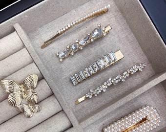 Kristall und Perle Haarspange, Braut Haarschmuck