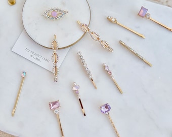 Pasador para el cabello, Pasador de cristal, Pasadores con clip, Accesorios para el cabello, Horquilla, Pinzas para el cabello, Pinza para el cabello con gemas, Accesorios para el cabello con gemas, Regalo para el cabello