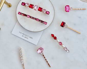 Pasador para el cabello, Pasador de cristal, Pasadores con clip, Accesorios para el cabello, Horquilla, Pinzas para el cabello, Pinza para el cabello con gemas, Accesorios para el cabello con gemas, Regalo para el cabello