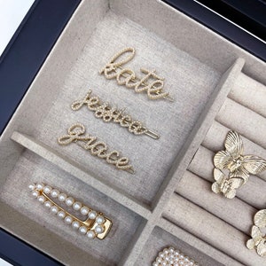 CHANEL Script Hair Clip/ Barette Pearls & Crystals - Timeless Luxuries