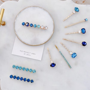 Blue Crystal Hair Clips by The Project Label • Elegant Bobby Pins for Everyday Glam • Hair Clips • Gift for Her