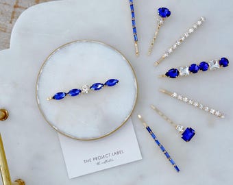 Zafiro Azul de Project Label • Pasador de Cristal • Accesorios para el Cabello • Pinza para el Cabello con Gemas • Regalos para Ella