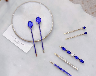 Zafiro Azul de Project Label • Pasador de Cristal • Accesorios para el Cabello • Pinza para el Cabello con Gemas • Regalos para Ella