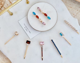 Pasador de pelo, pasador de cristal, pasadores, accesorios para el cabello, pasador de pelo, pinzas para el cabello, pinza para el cabello con gemas, accesorios para el cabello con gemas, regalo para el cabello