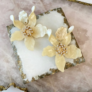 Resin Flower Earrings by The Project Label • Statement  Earrings •  Bridal Jewelry •Perfect Everyday Jewelry • Gift for Her