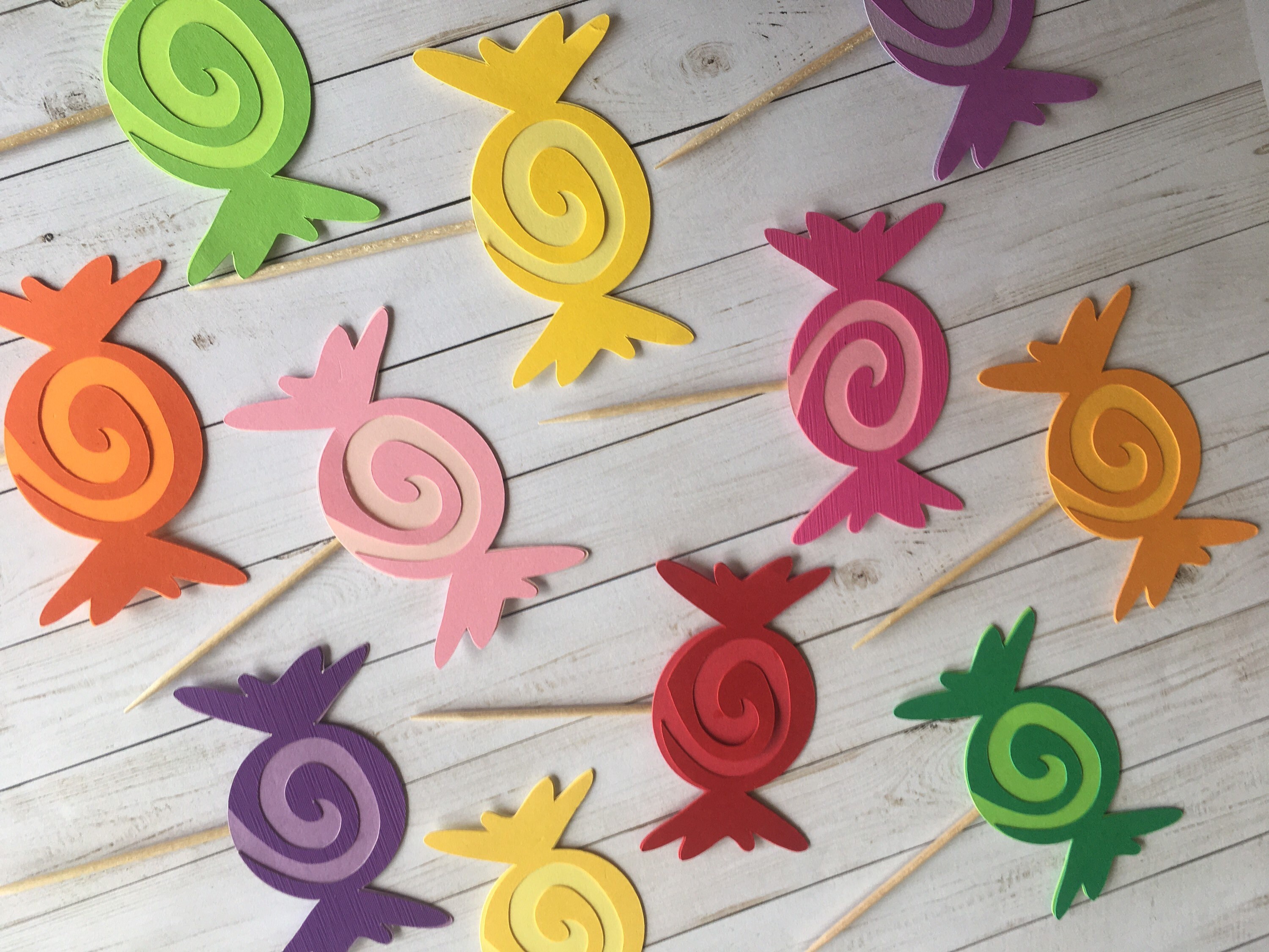Candy Cupcake Toppers Candyland Party Candyland Birthday Etsy