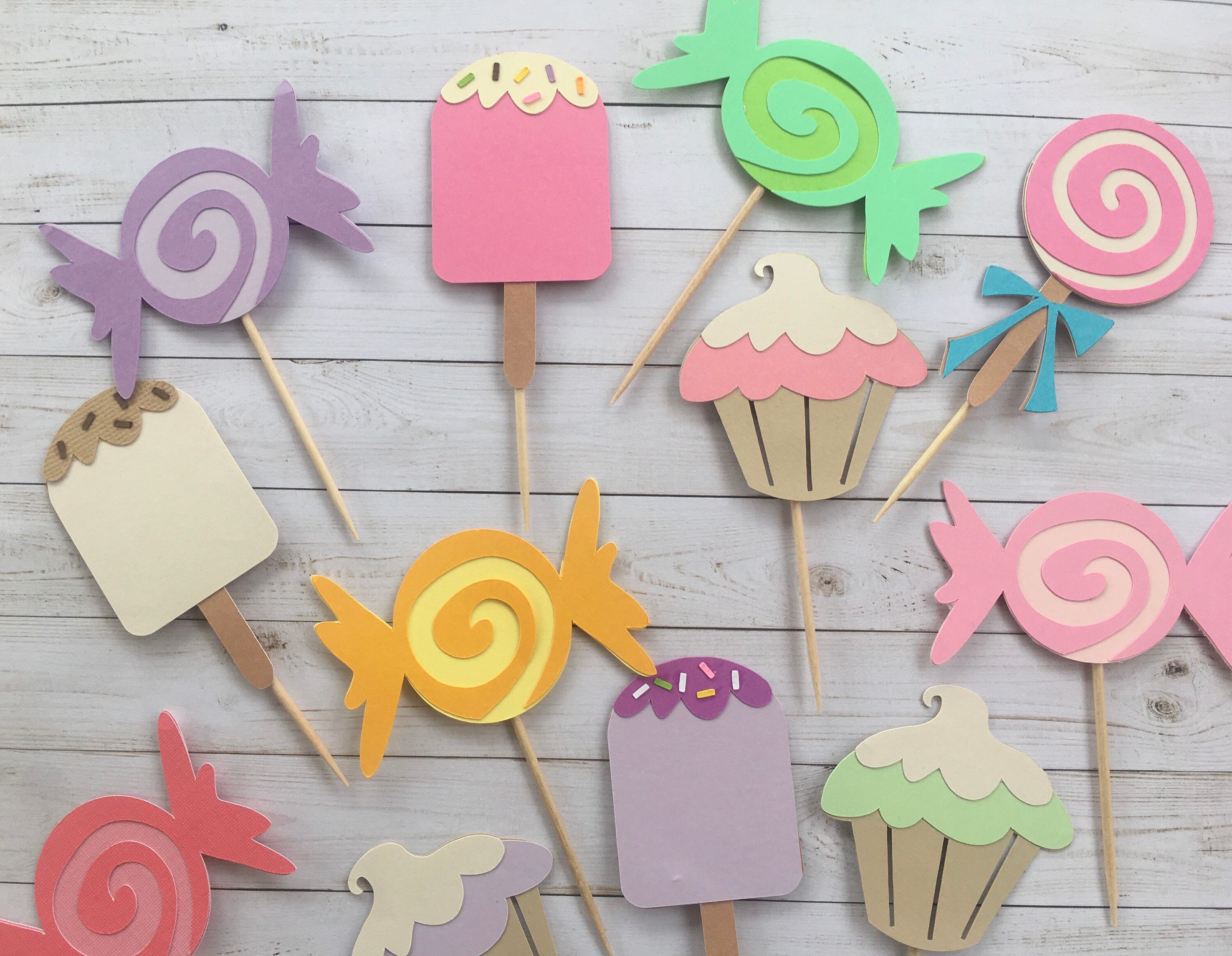 Candy Cupcake Toppers Candyland Party Candyland Birthday Etsy