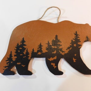 Wooden Mountain/Forest Bear Wall Decor