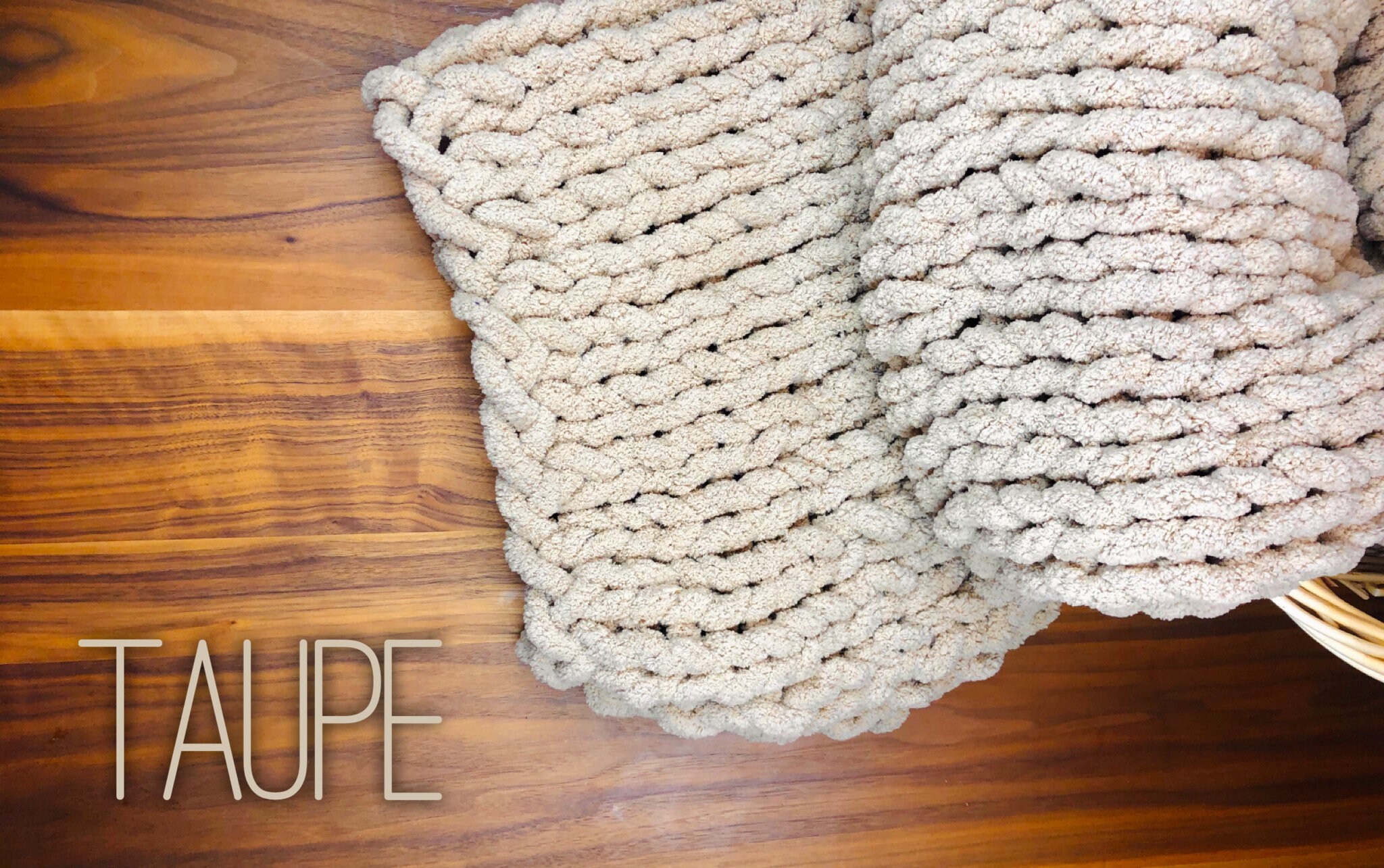 TAUPE BLANKET/THROW Chunky Knit Chenille Beautiful Etsy