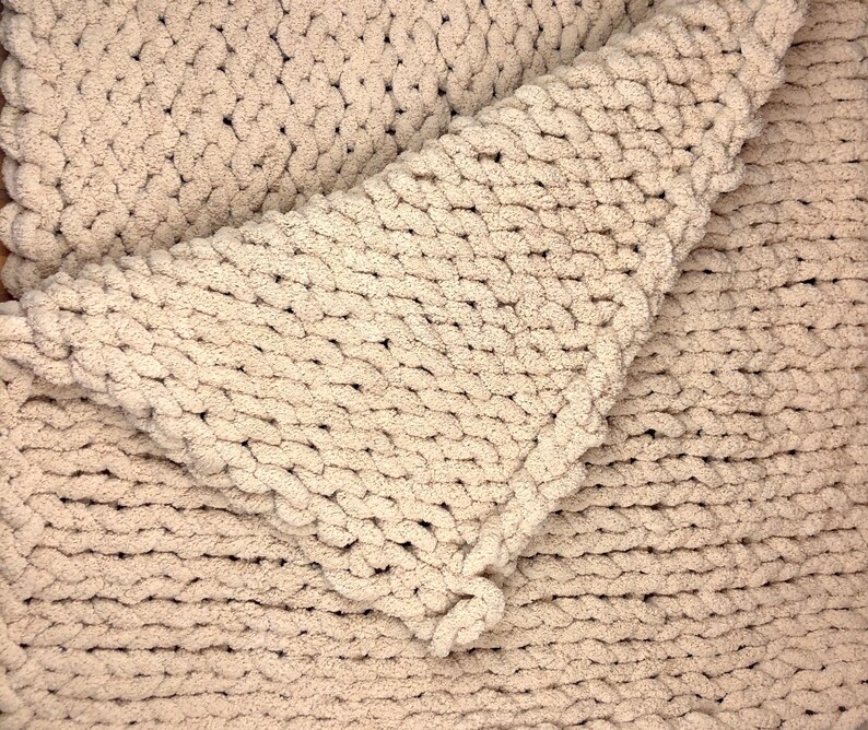 TAUPE BLANKET/THROW Chunky Knit Chenille Beautiful Etsy