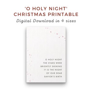 O Holy Night Lyrics Printable - Christmas Holiday Home Decor Digital Download