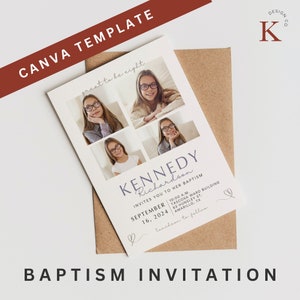 Invitación de bautismo editable de los Santos de los Últimos Días, plantilla de invitación de bautismo, anuncio de bautismo personalizado, plantilla de invitación de bautismo, diseño de bautismo de Kennedy
