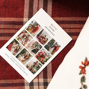 Modern christmas card template, customized digital holiday christmas card, multiple photos family christmas card