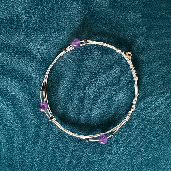 Bracelet cordes guitare agate violette