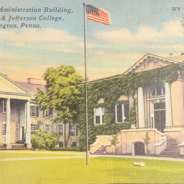 Pennsylvania Postcards, Washington & Jefferson College, Vintage Library Print, Vintage Souvenir Post Card, Campus Architecture - PA Postcard