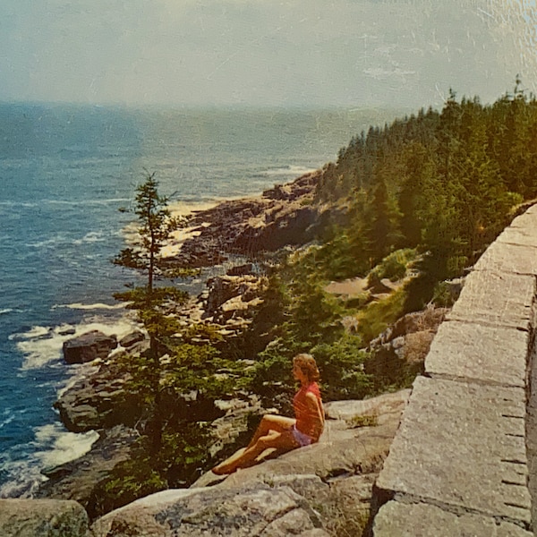 Otter Cliff Summit, Bar Harbor Maine, Ocean Drive, Acadia National Park Souvenirs, Vintage Maine Postcards - Vintage Photo Unused Postcards