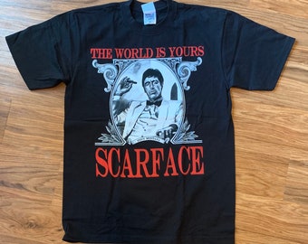 Scarface Movie Tony Cocaine Desk SIT BACK Adult Long Sleeve T-Shirt S-3XL