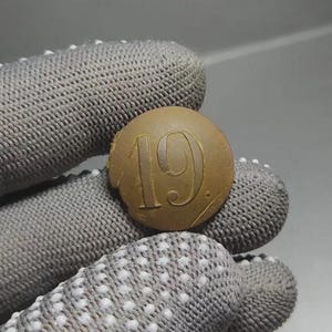 Military Uniform Button – Russian Empire 1829–1862 – Regimental #19 – Antique Brass Army Button #422