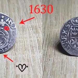 Gustaw II Adolf (1611–1632) Oryginalna srebrna moneta 1630 – 1/24 talara – Mennica Elbląga – Kolekcja z epoki renesansu – #451