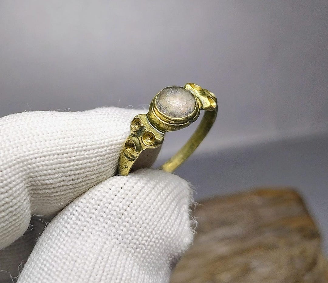 Ancient Medieval Ring With White Glass, Original Medieval Jewelry, Rare ...