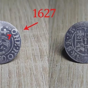 Gustav II Adolf (1611–1632) Original 1627 Silver Coin – 1/24 Thaler – Elbing Mint  – Renaissance Era Collectible –  #424