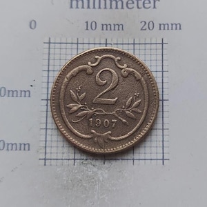 2 Heller 1907 Austria – Franz Joseph I – Old Bronze Coin – Austro-Hungarian #302