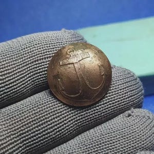 Imperial Russian Navy Brass Button – 1830–1904 – Anchor Design – Tsarist Military Uniform Button – Antique Maritime Collectible #446