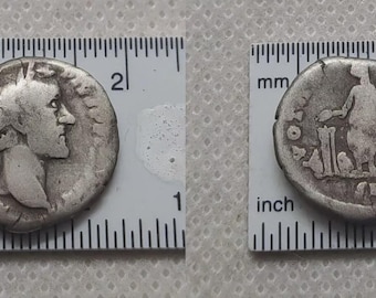 Vesta – Denario de Plata – Antonino Pío 138–161 d. C. – Moneda Romana Antigua – Auténtica Plata Imperial – Auténtica Antigüedad del Imperio Romano n.° 92