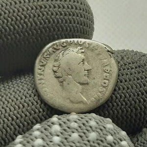 Uncleaned Roman Silver Denarius – Antoninus Pius 138–161 AD – Ancient Coin – Authentic Roman Empire Antique #142