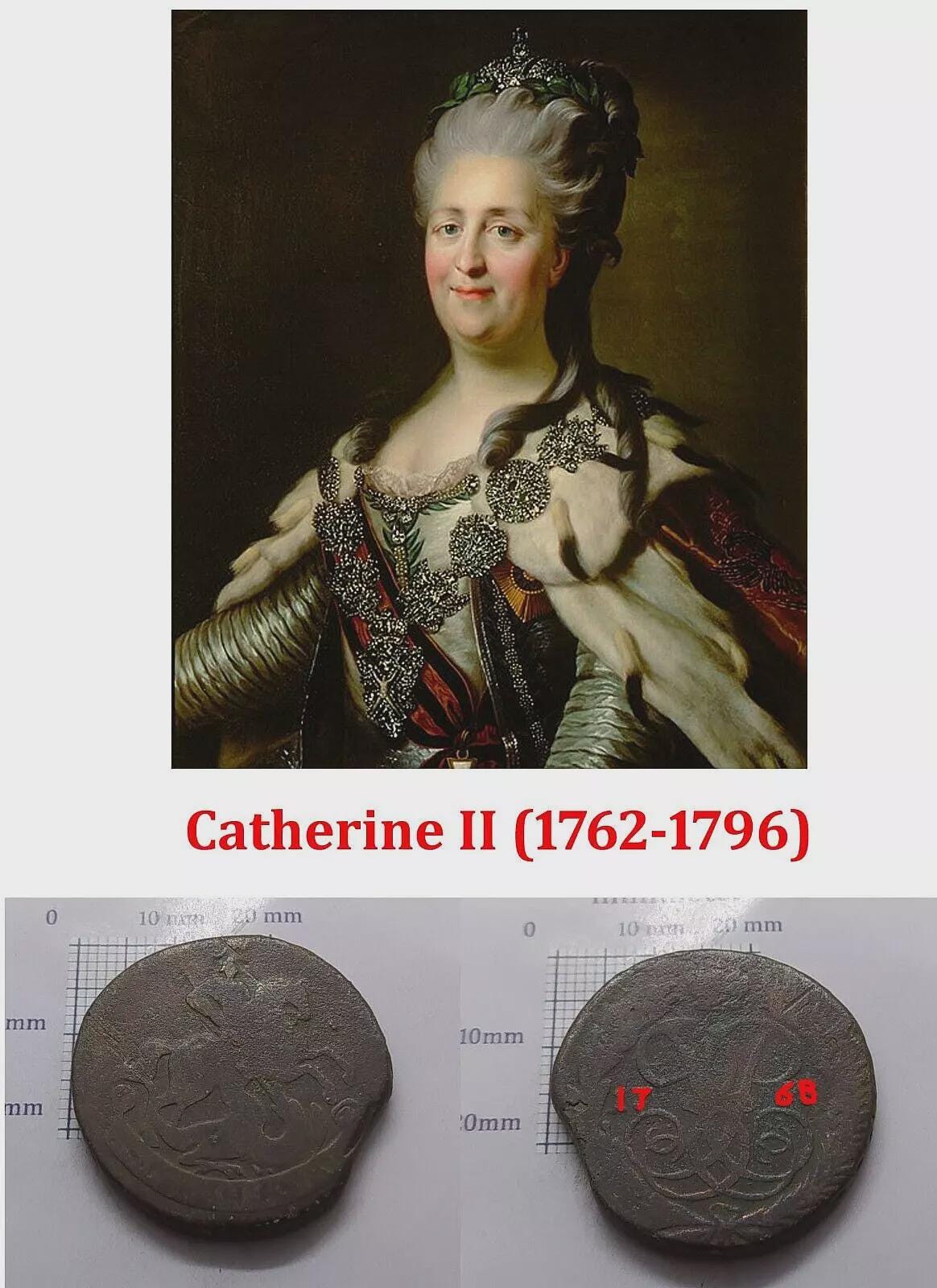 ロシア銀貨 エカテリーナ2世 1772年 ロシア帝国 銀貨 エカチェリーナ2世 双頭鷲 - メルカリ