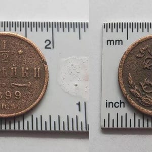 1899 Half (1/2) Kopeks Russian Empire Cooper Coin – Nickolas II(1895-1917) - Antique Tsarist Russia Large Coin Collectible  #287
